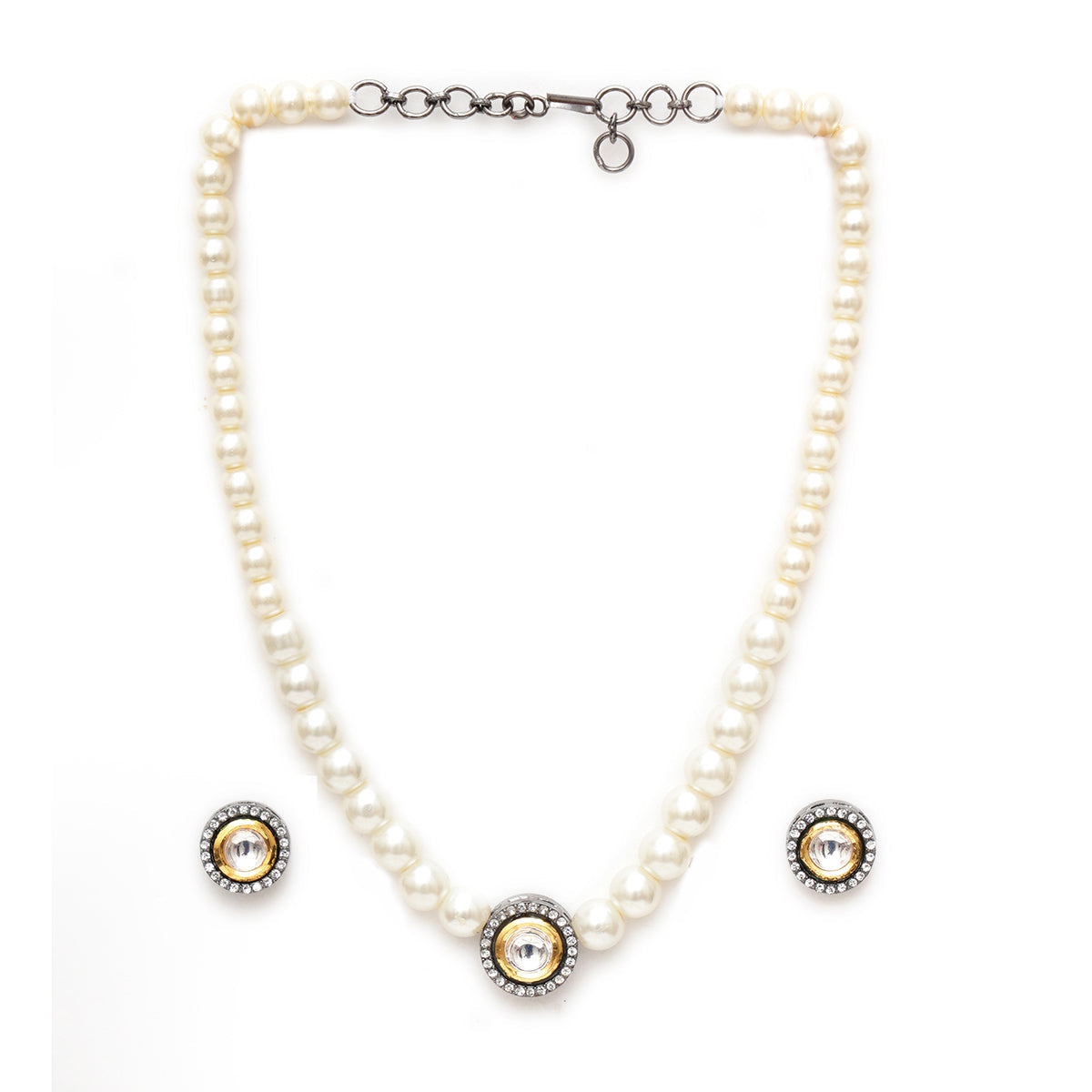 Beautiful Pearl Choker Kundan Necklace Set