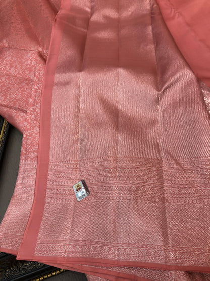 Beautiful Pink Pure Kanjivaram Silk Saree