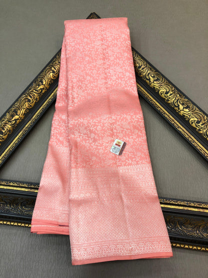 Beautiful Pink Pure Kanjivaram Silk Saree