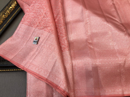 Beautiful Pink Pure Kanjivaram Silk Saree