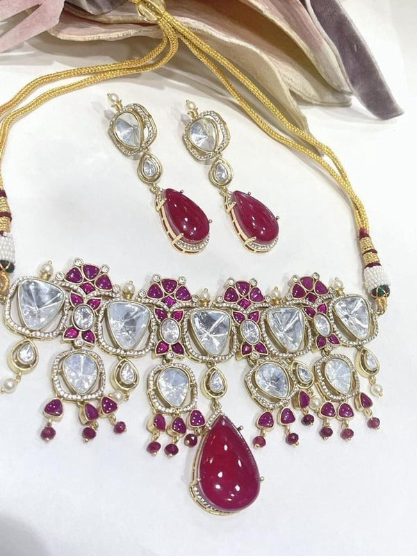 Beautiful Polki Fusion Choker Necklace Set