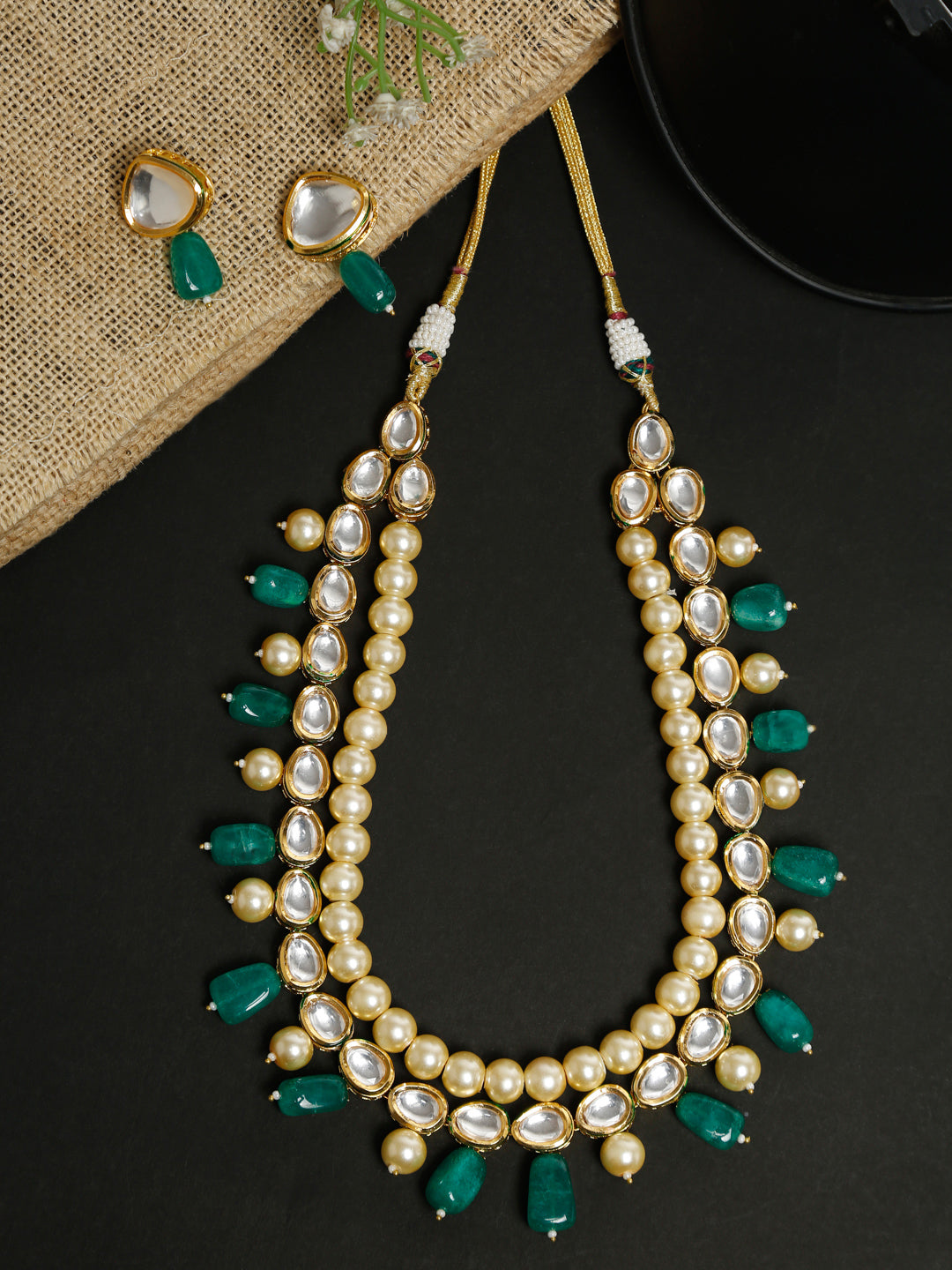 Beautiful Precious Long Kundan Necklace With Earrings