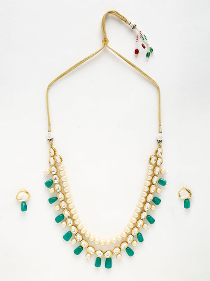 Beautiful Precious Long Kundan Necklace With Earrings