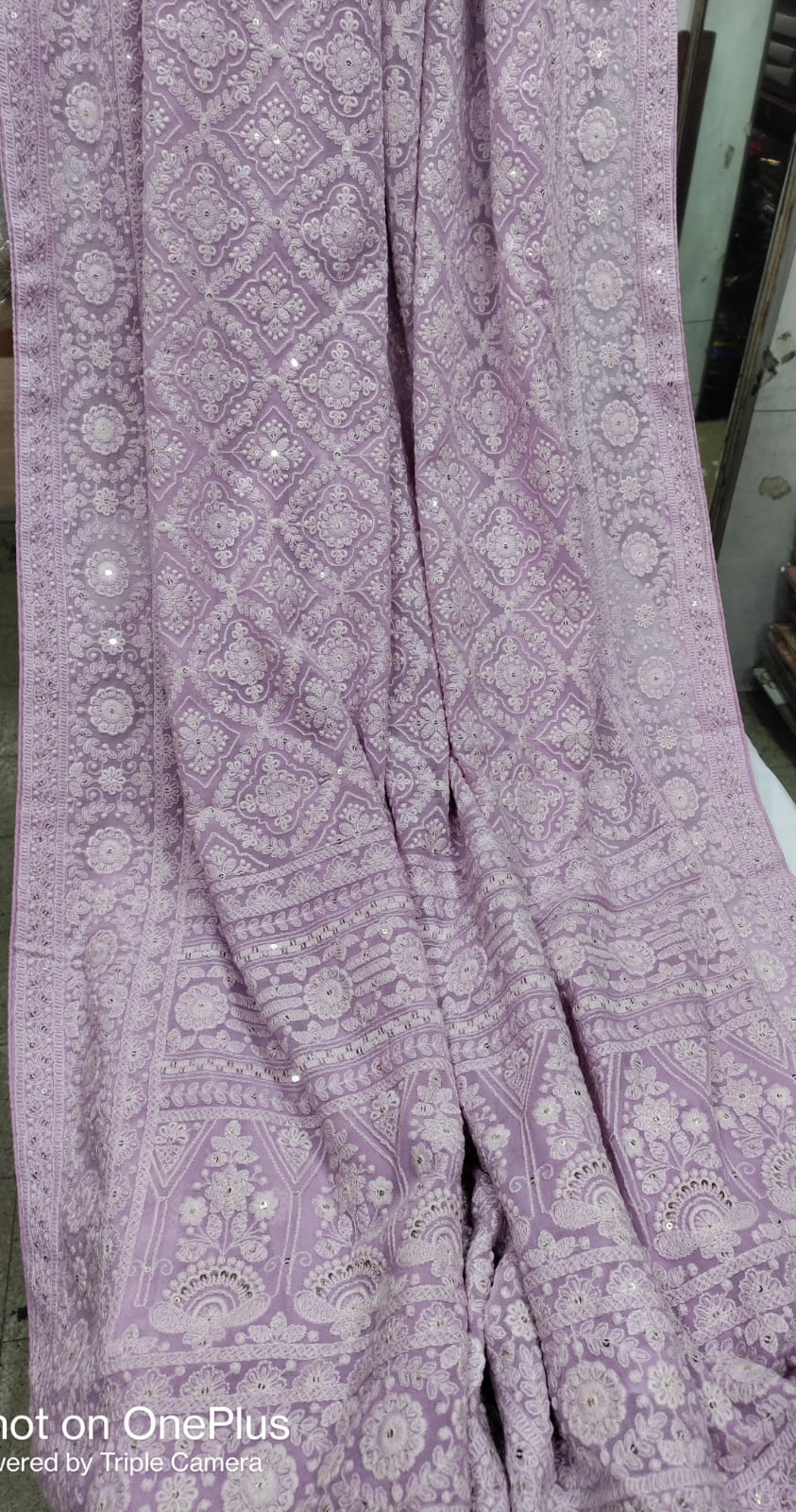 Beautiful Pure Georgette Chikankari Dyeable Saree