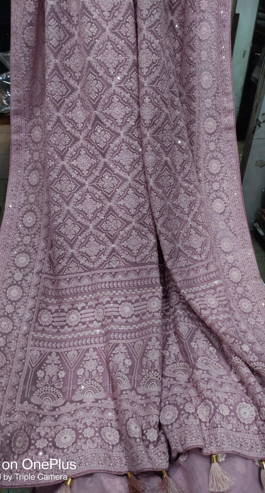 Beautiful Pure Georgette Chikankari Dyeable Saree