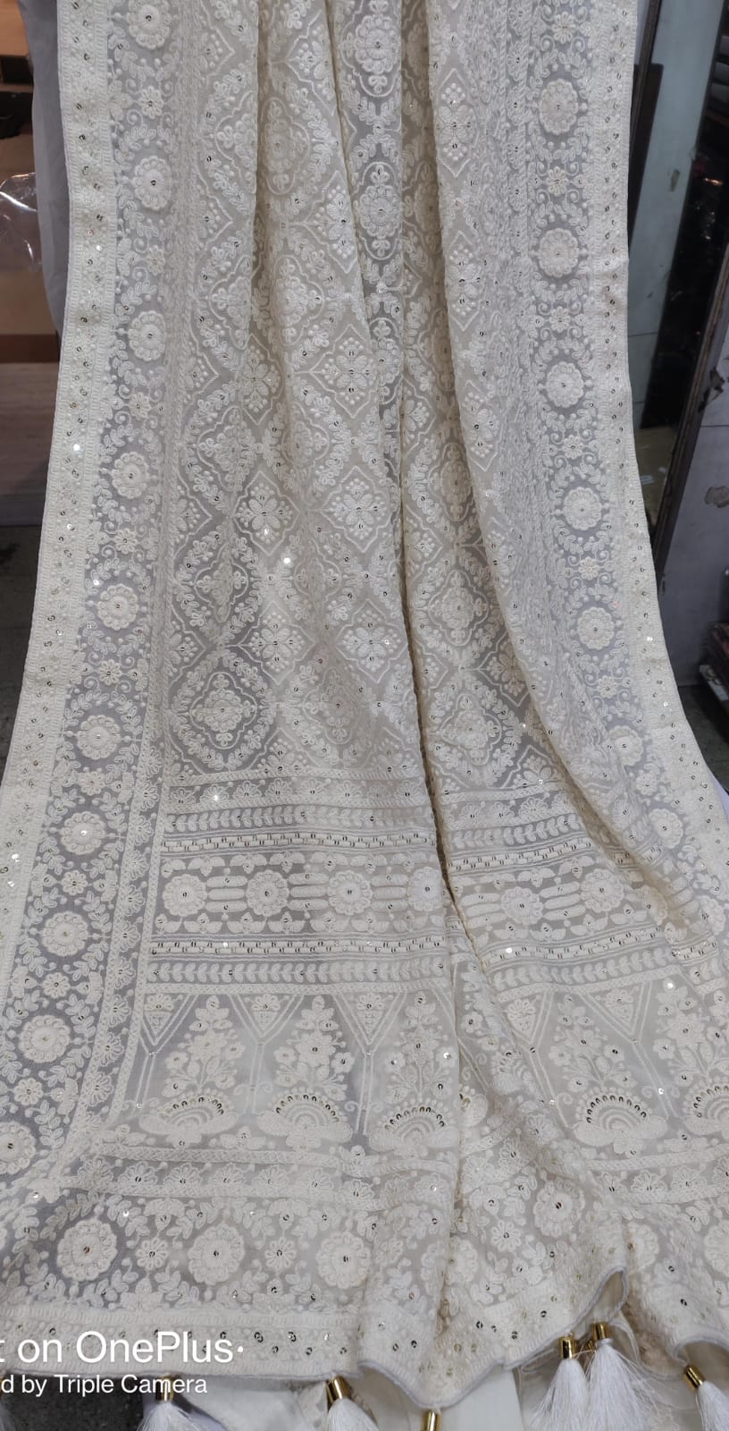Beautiful Pure Georgette Chikankari Dyeable Saree