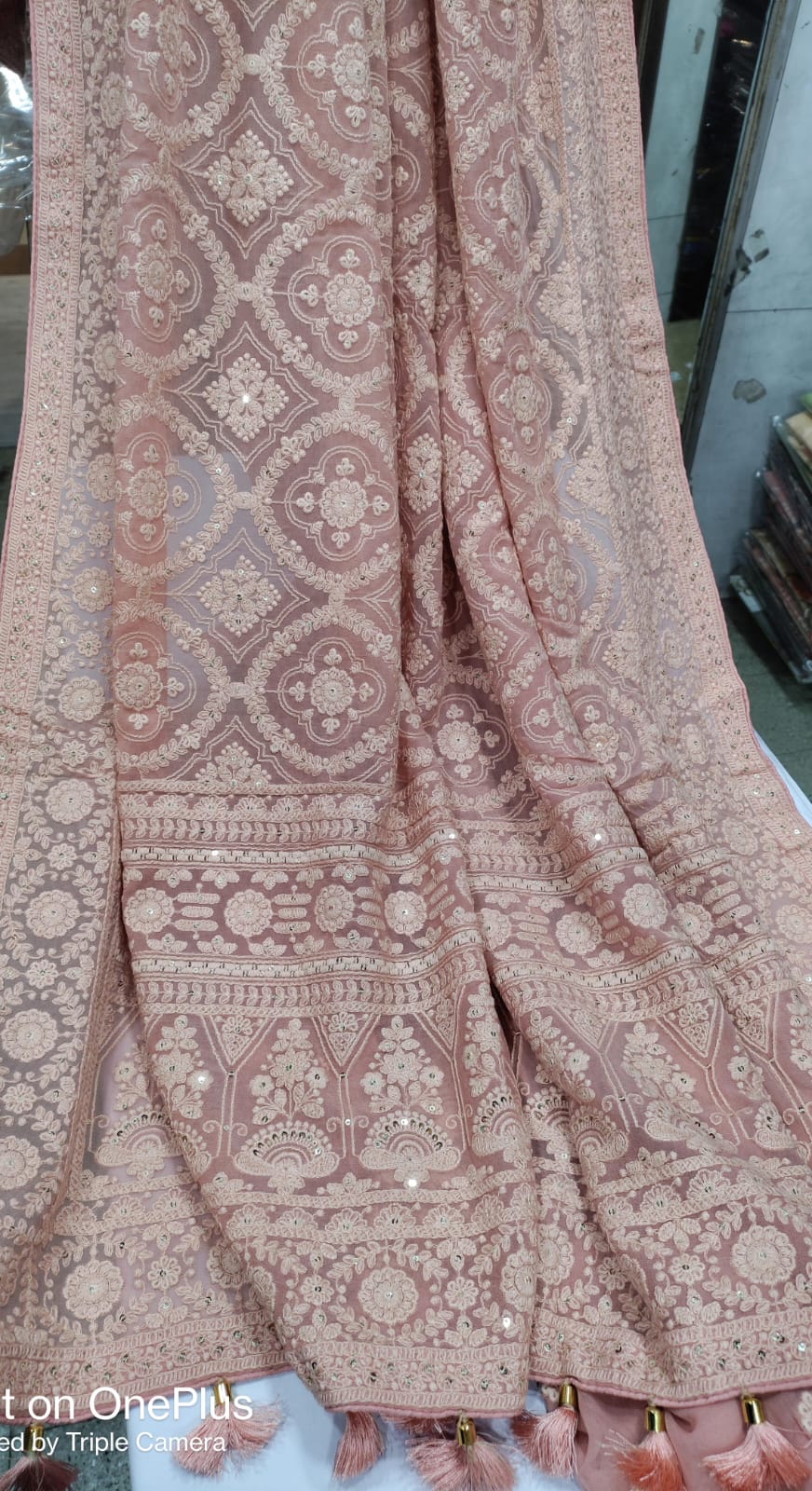 Beautiful Pure Georgette Chikankari Dyeable Saree