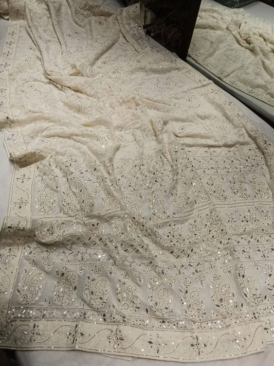 Beautiful Pure Georgette Chikankari Gotta Patti Saree