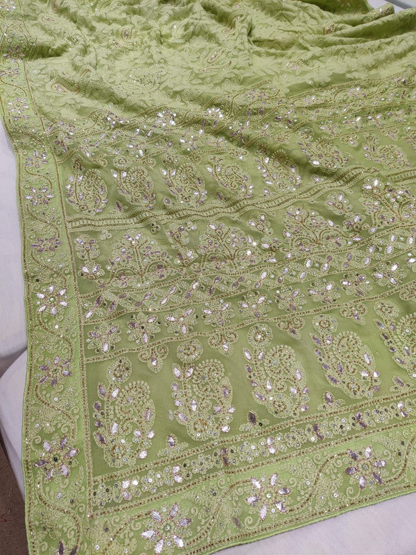 Beautiful Pure Georgette Chikankari Gotta Patti Saree