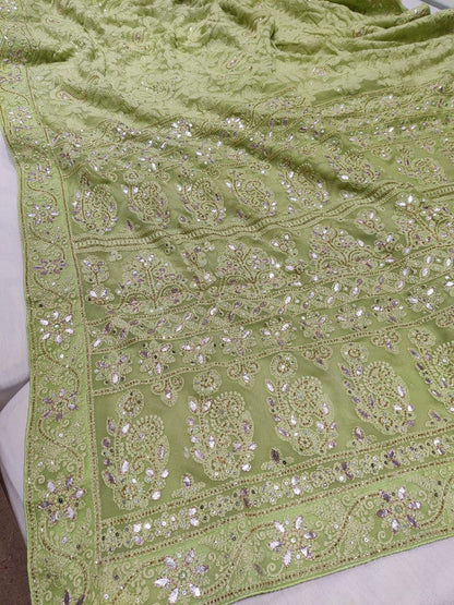 Beautiful Pure Georgette Chikankari Gotta Patti Saree