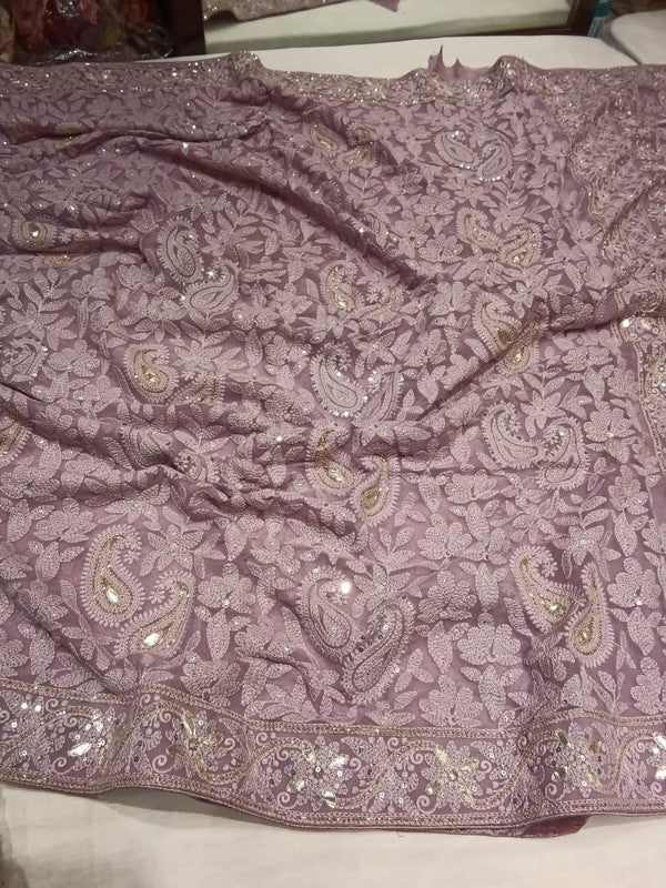 Beautiful Pure Georgette Chikankari Gotta Patti Saree
