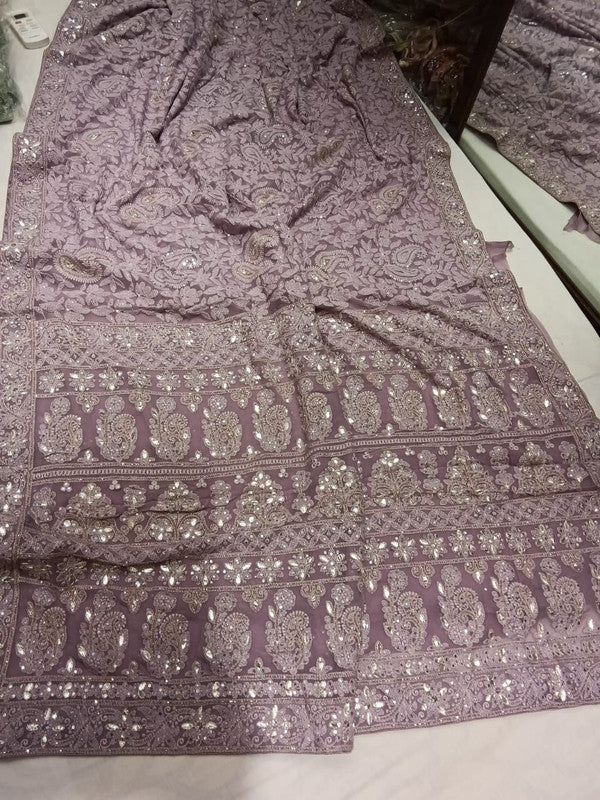 Beautiful Pure Georgette Chikankari Gotta Patti Saree