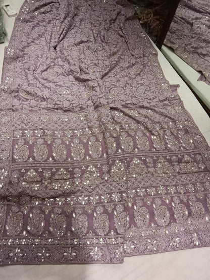 Beautiful Pure Georgette Chikankari Gotta Patti Saree