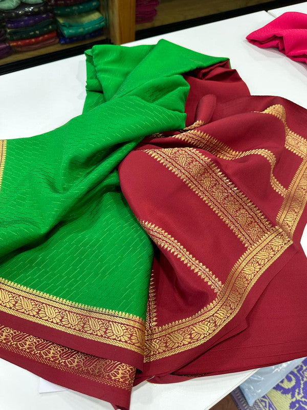 Beautiful Pure Mysore Silk Saree with Zari Work