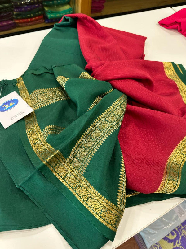 Beautiful Pure Mysore Silk Saree with Zari Work
