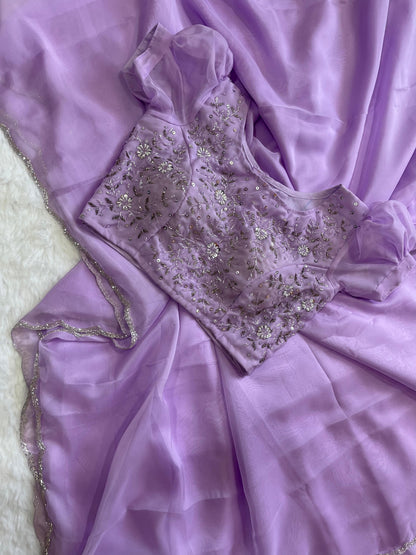 Beautiful Purple Organza saree