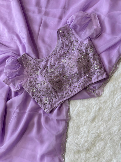 Beautiful Purple Organza saree