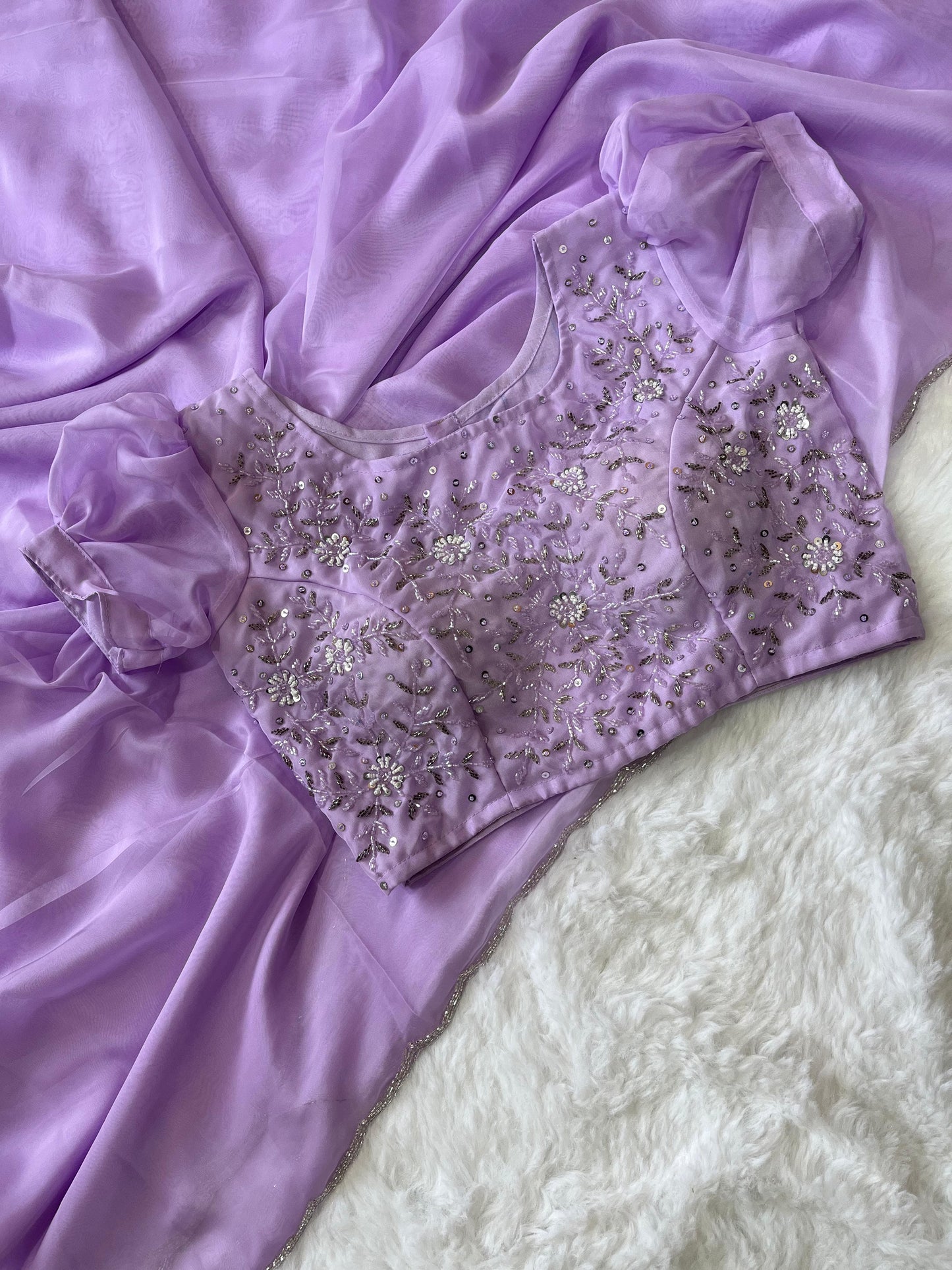 Beautiful Purple Organza saree