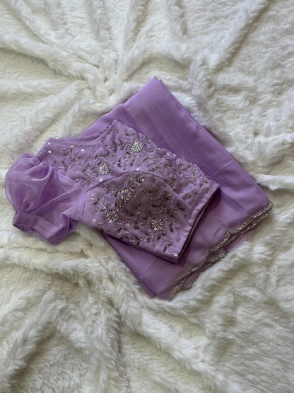 Beautiful Purple Organza saree