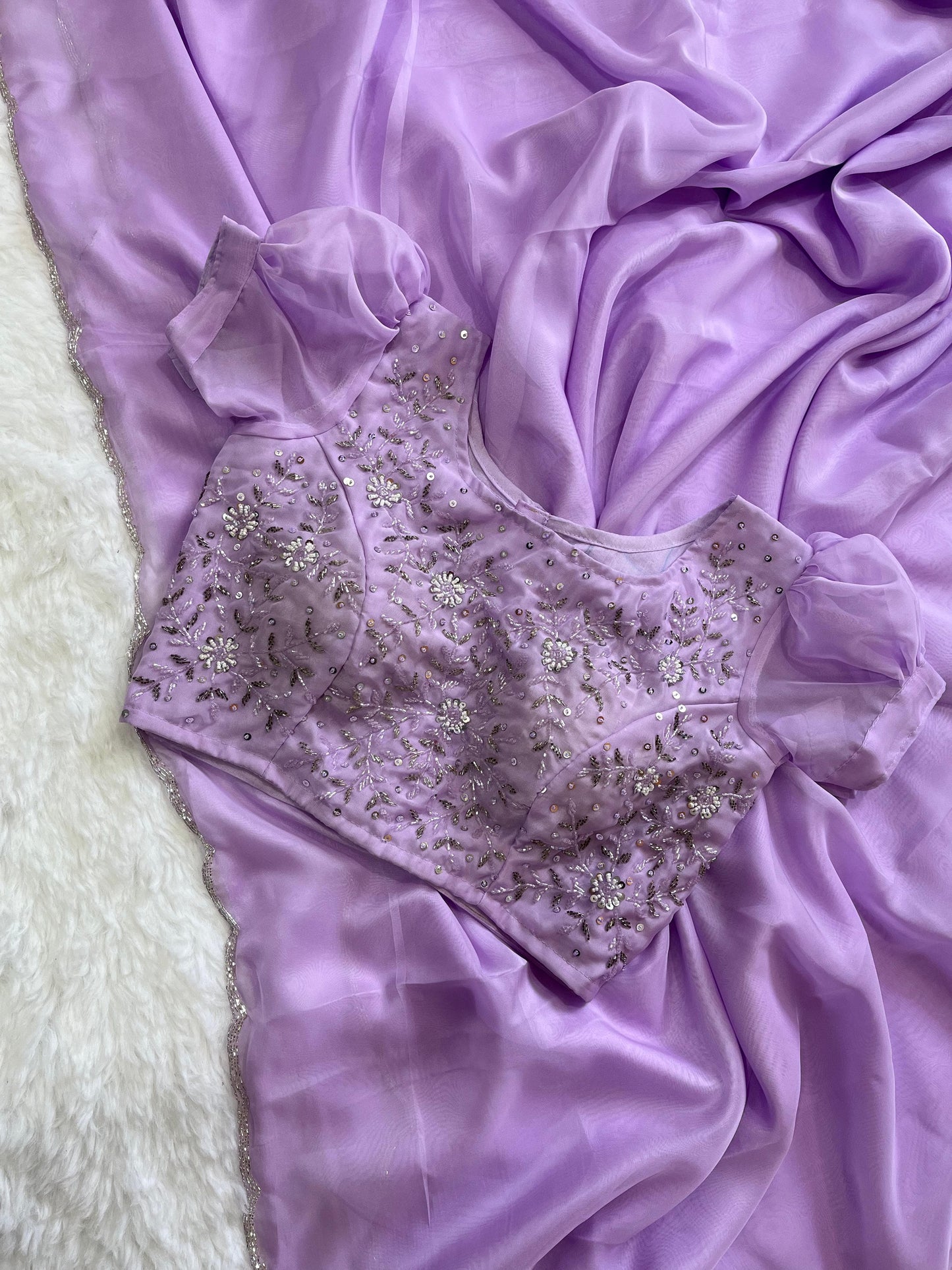 Beautiful Purple Organza saree