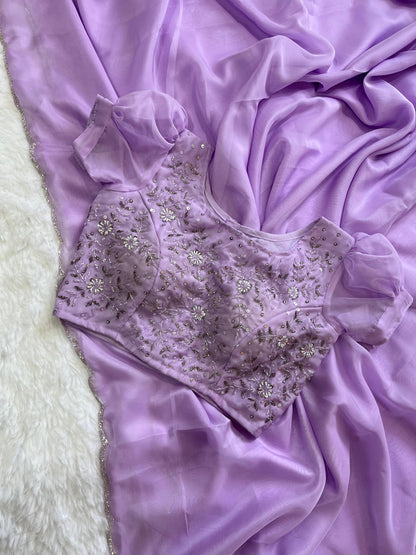 Beautiful Purple Organza saree
