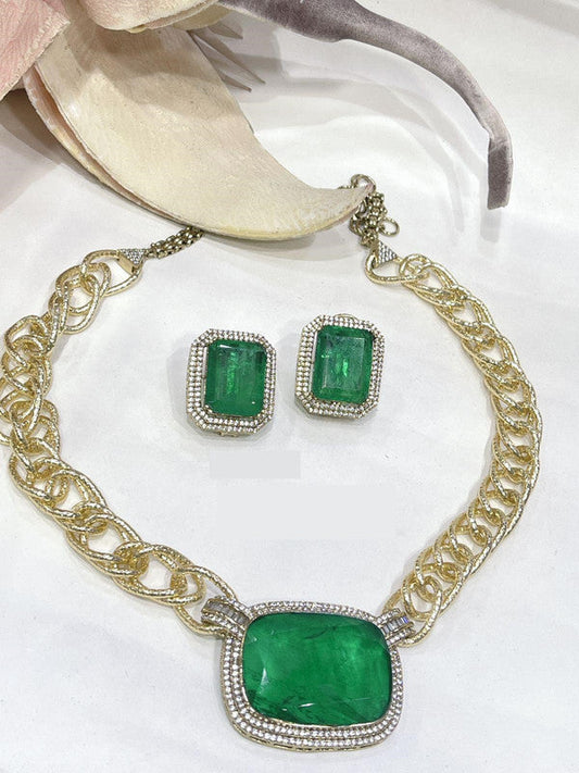 Beautiful Sabya Sachi Inspired Fusion Stone Necklace Set