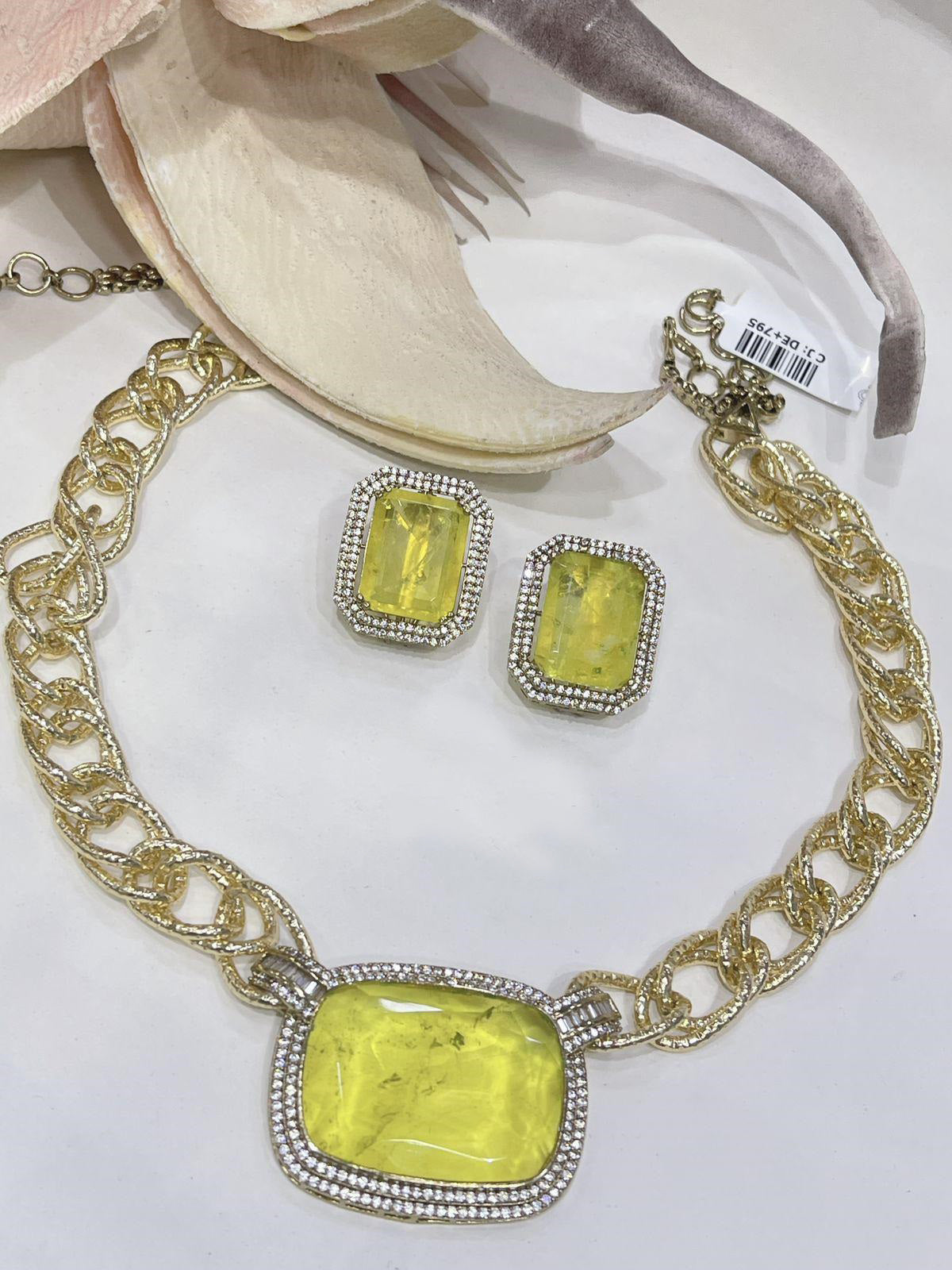 Beautiful Sabya Sachi Inspired Fusion Stone Necklace Set