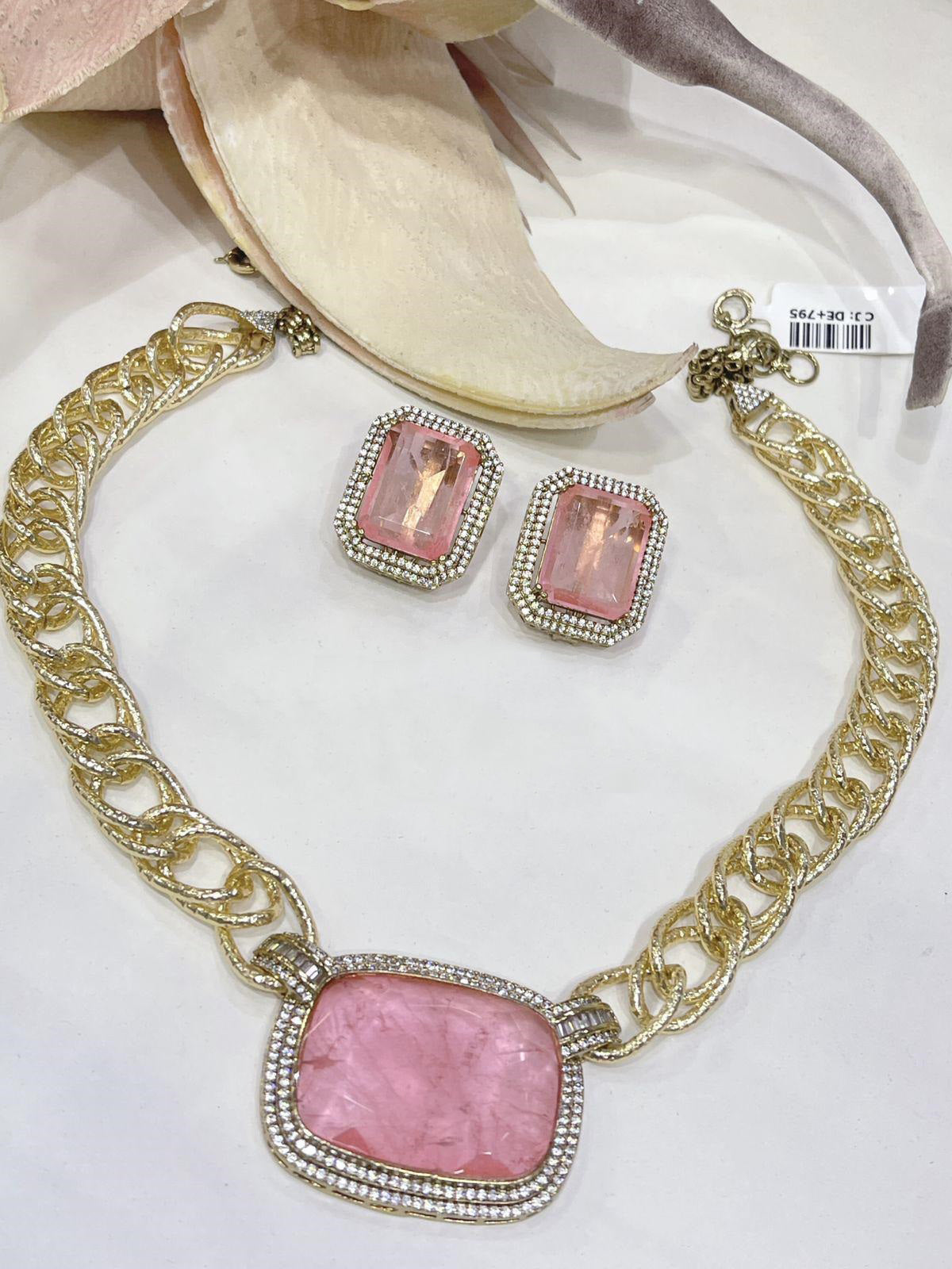 Beautiful Sabya Sachi Inspired Fusion Stone Necklace Set