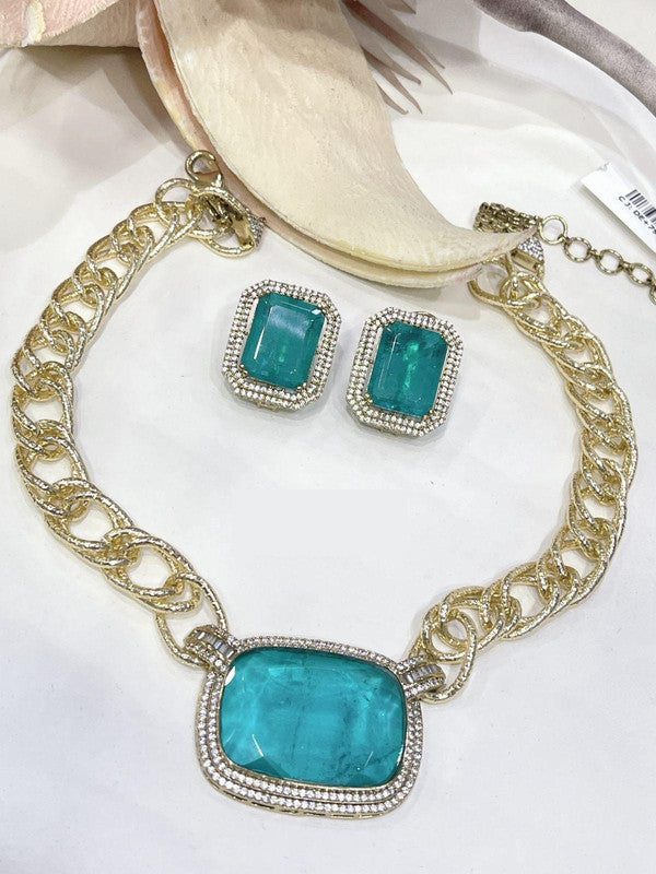 Beautiful Sabya Sachi Inspired Fusion Stone Necklace Set