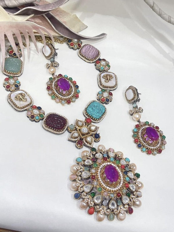 Beautiful Sabyasachi Moissanite Fusion Necklace Set