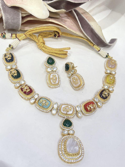 Beautiful Sabyasachi Style Handmade Fusion Necklace Set