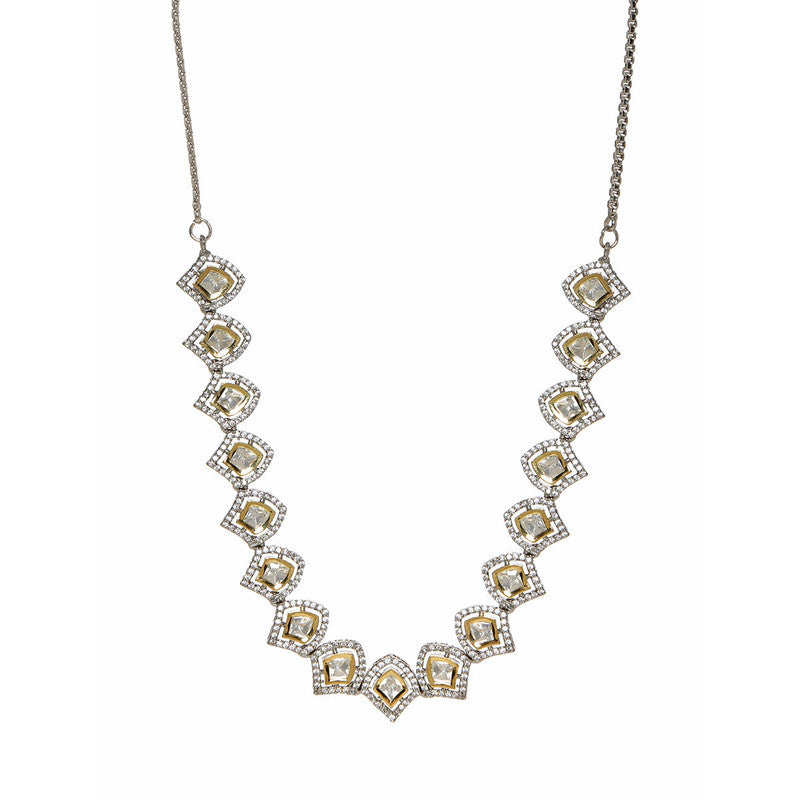 Beautiful Silver Kundan And American Diamond Necklace