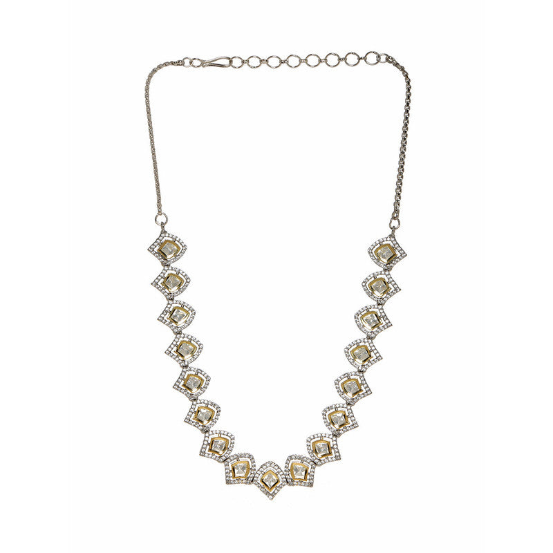 Beautiful Silver Kundan And American Diamond Necklace