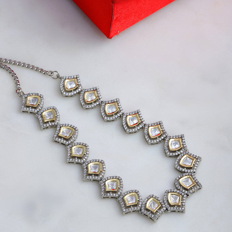 Beautiful Silver Kundan And American Diamond Necklace