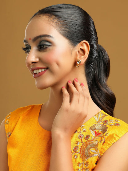 Ruby Raang Yellow Citrine Kundan Studs