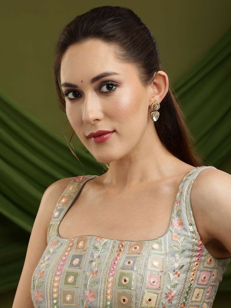 Gold Toned Kundan Earrings - Ruby Raang