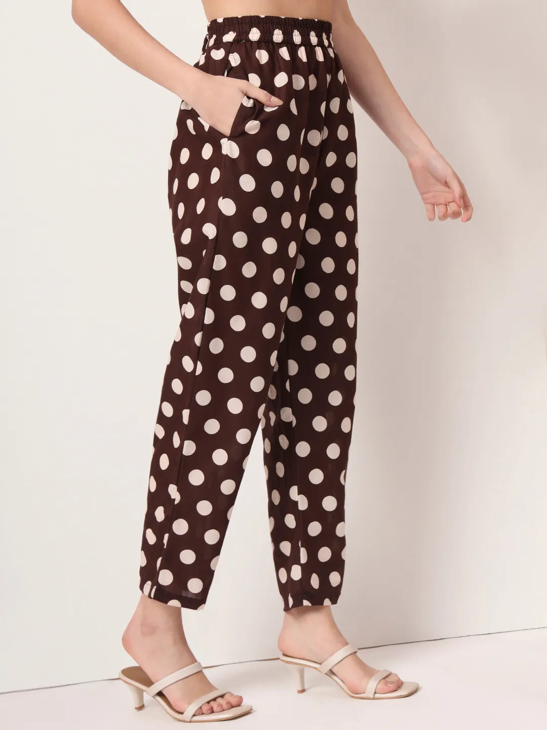 Yufta Brown Cotton Maternity Gathered Or Pleated Kurta Pants Set