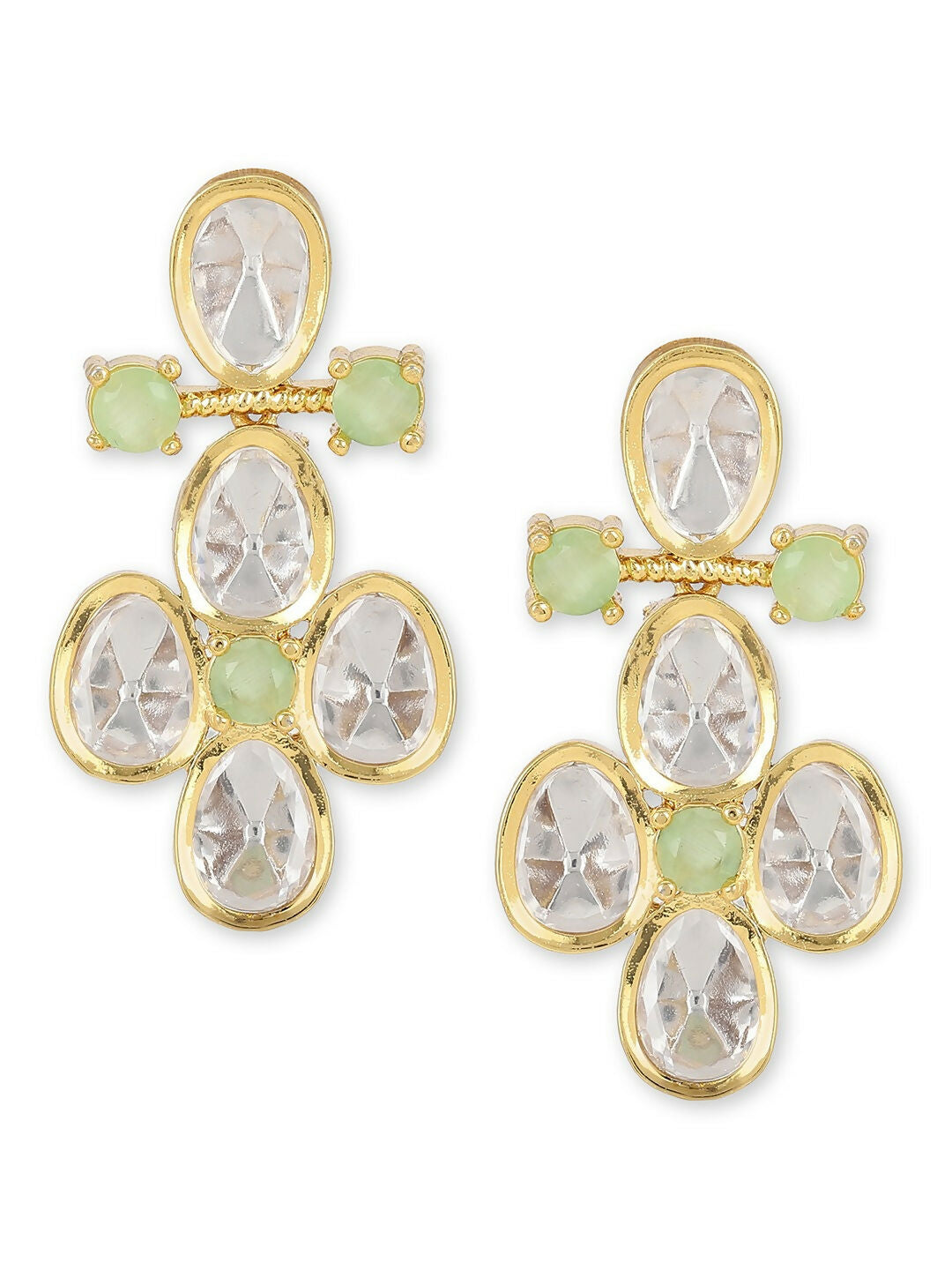 Moissanite & Green Stone Earrings- Ruby Raang