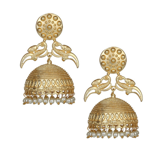 Joban Fashion Women Matte Gold Brass Jhumka