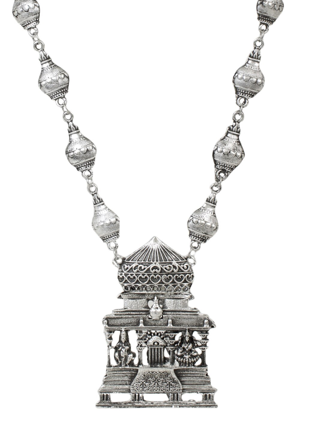 Cardinal Silver-Toned Oxidized Long Jewellery Set