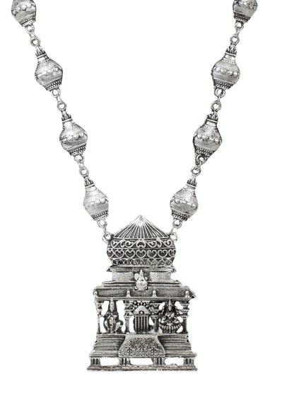 Cardinal Silver-Toned Oxidized Long Jewellery Set
