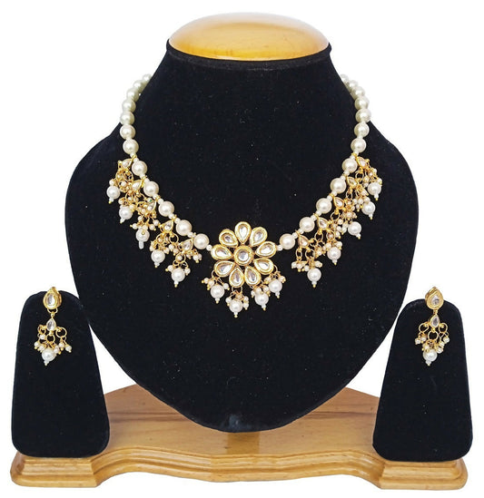 Joban Fashion White kundan work Necklace Set