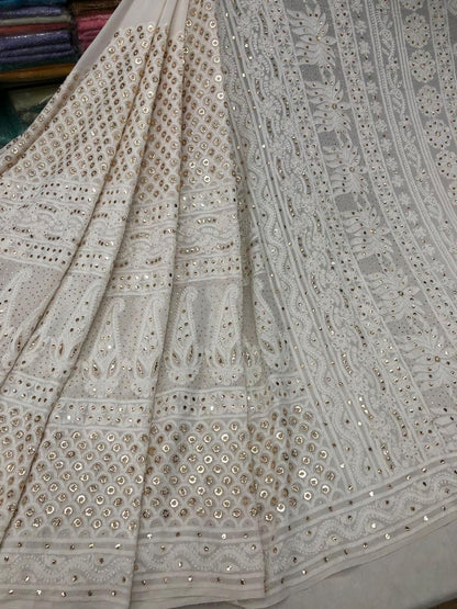 Custom Chikankari Georgette Saree