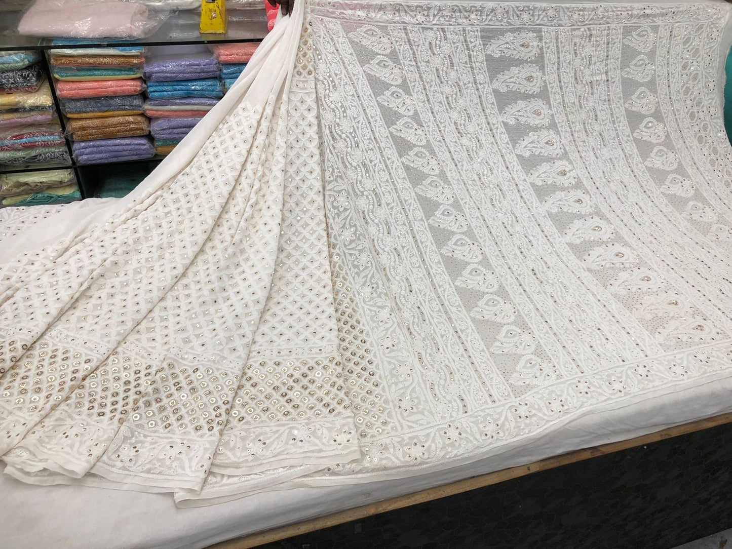 Custom Chikankari Georgette Saree
