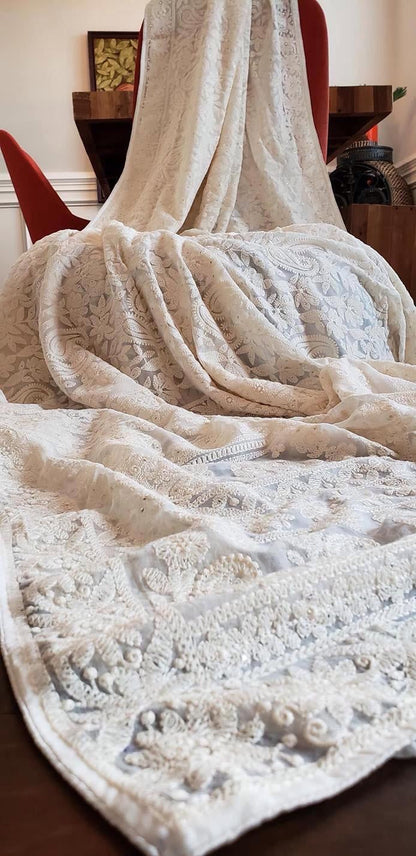 Custom Chikankari Georgette Saree