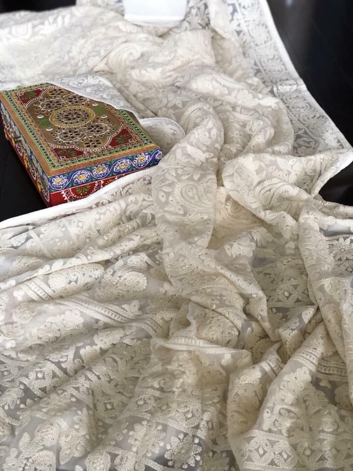 Custom Chikankari Georgette Saree
