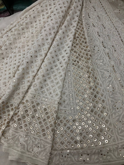 Custom Chikankari Georgette Saree