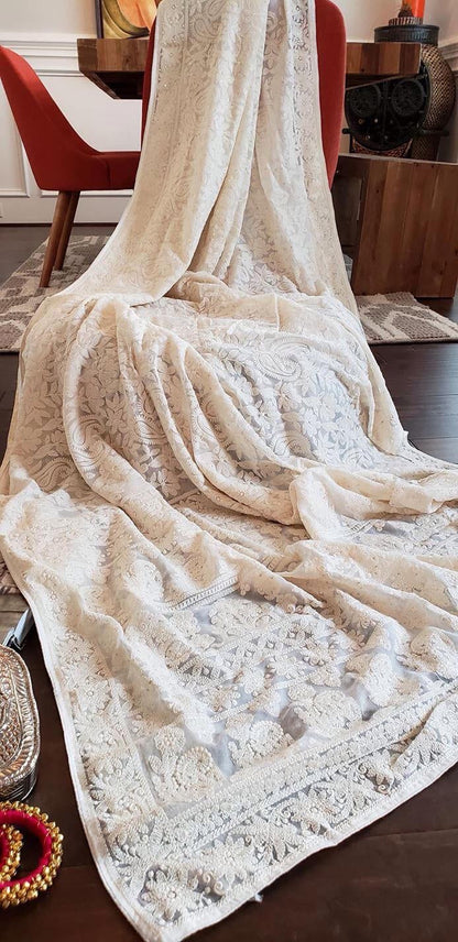 Custom Chikankari Georgette Saree
