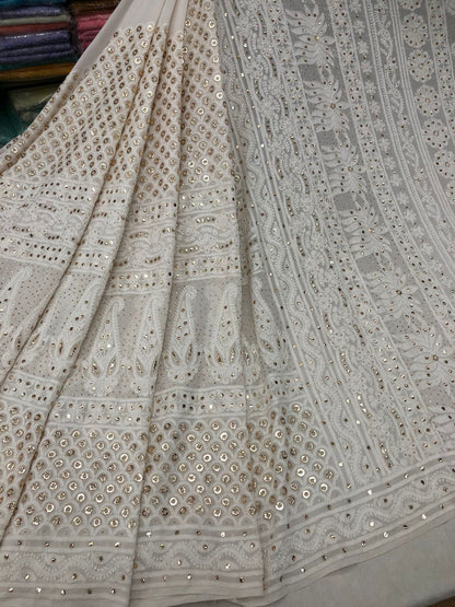 Custom Chikankari Georgette Saree