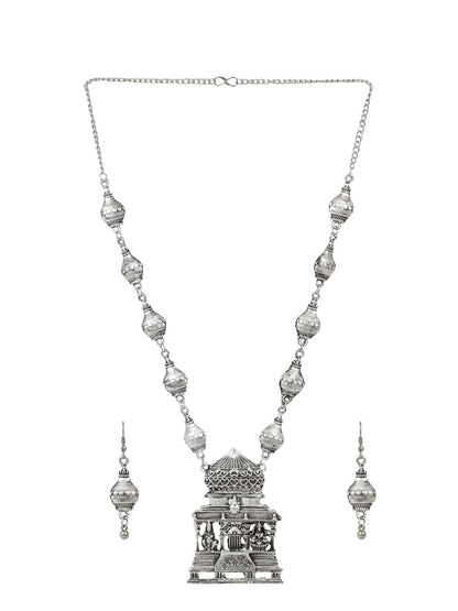 Cardinal Silver-Toned Oxidized Long Jewellery Set